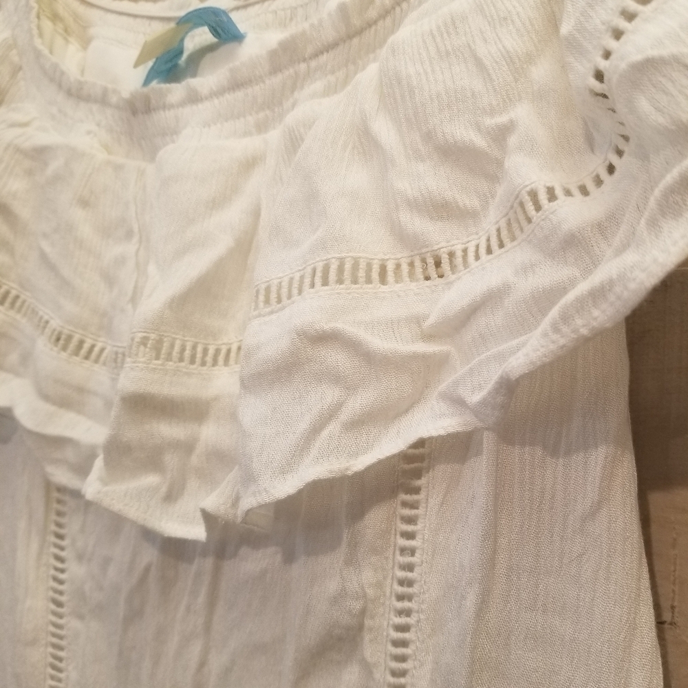 {M} NWT Francesca Casola Lace Off The Shoulder Corset Tie Back Ivory Dress - Picture 6 of 14